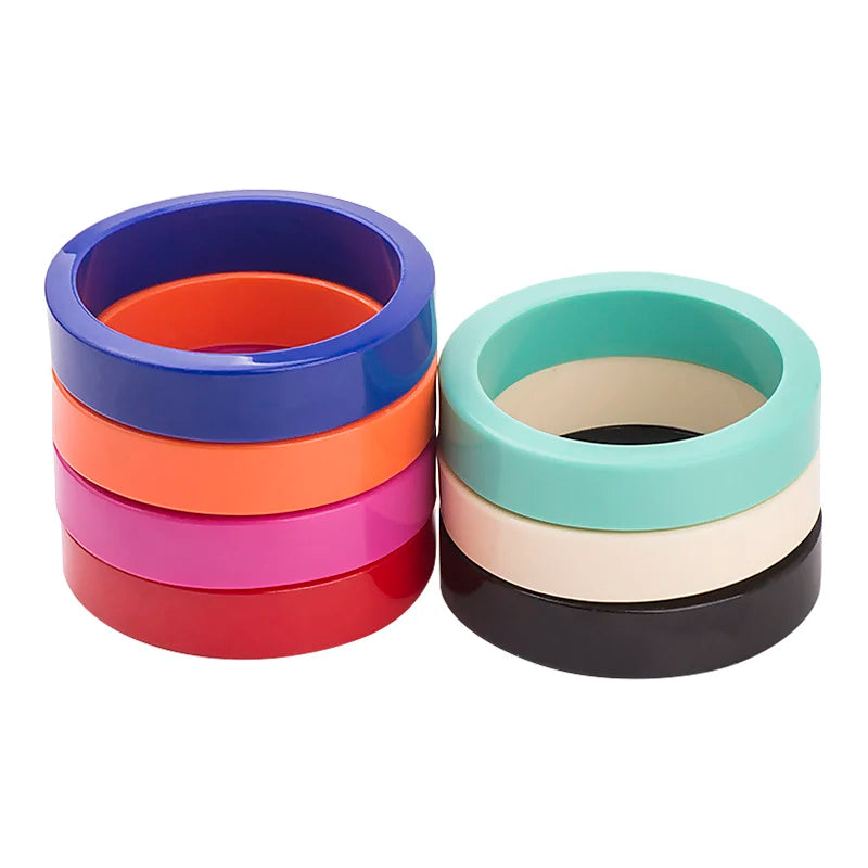 Colorful Acrylic Bangles with Charms for Women