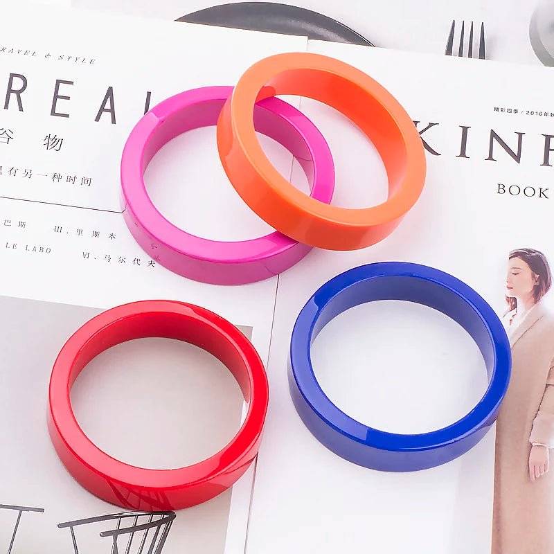 Colorful Acrylic Bangles with Charms for Women