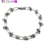 Silver Plated Unique Choker Rope Knot Link Chain Stainless Steel Bracelet