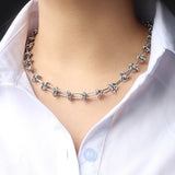 Silver Plated Unique Choker Rope Knot Link Chain Stainless Steel Bracelet