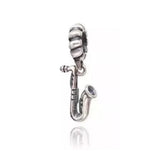 925 Silver Piano Note Guitar Charm Bead Pendant Bracelets DIY