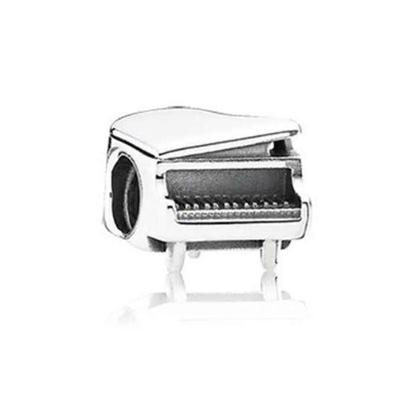 925 Silver Piano Note Guitar Charm Bead Pendant Bracelets DIY