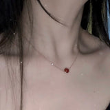 Personality Bead Necklace Women's Red Agate Green Malachite
