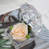 Preserved Rose Flower Ring Box Wedding Engagement Jewelry Display Holder Gift