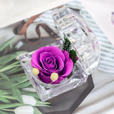 Preserved Rose Flower Ring Box Wedding Engagement Jewelry Display Holder Gift
