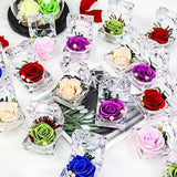Preserved Rose Flower Ring Box Wedding Engagement Jewelry Display Holder Gift