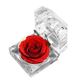 Preserved Rose Flower Ring Box Wedding Engagement Jewelry Display Holder Gift