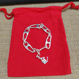 Stainless Steel Silver Lock/No Lock Charm Bracelet with Logo