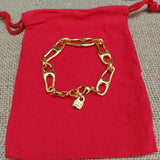 Stainless Steel Silver Lock/No Lock Charm Bracelet with Logo