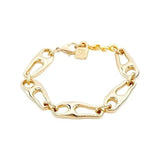 Stainless Steel Silver Lock/No Lock Charm Bracelet with Logo
