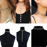 Crystal Stars Pendant Choker Necklace for Women Neck Collar Long
