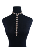 Crystal Stars Pendant Choker Necklace for Women Neck Collar Long