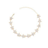 Crystal Stars Pendant Choker Necklace for Women Neck Collar Long