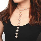 Crystal Stars Pendant Choker Necklace for Women Neck Collar Long