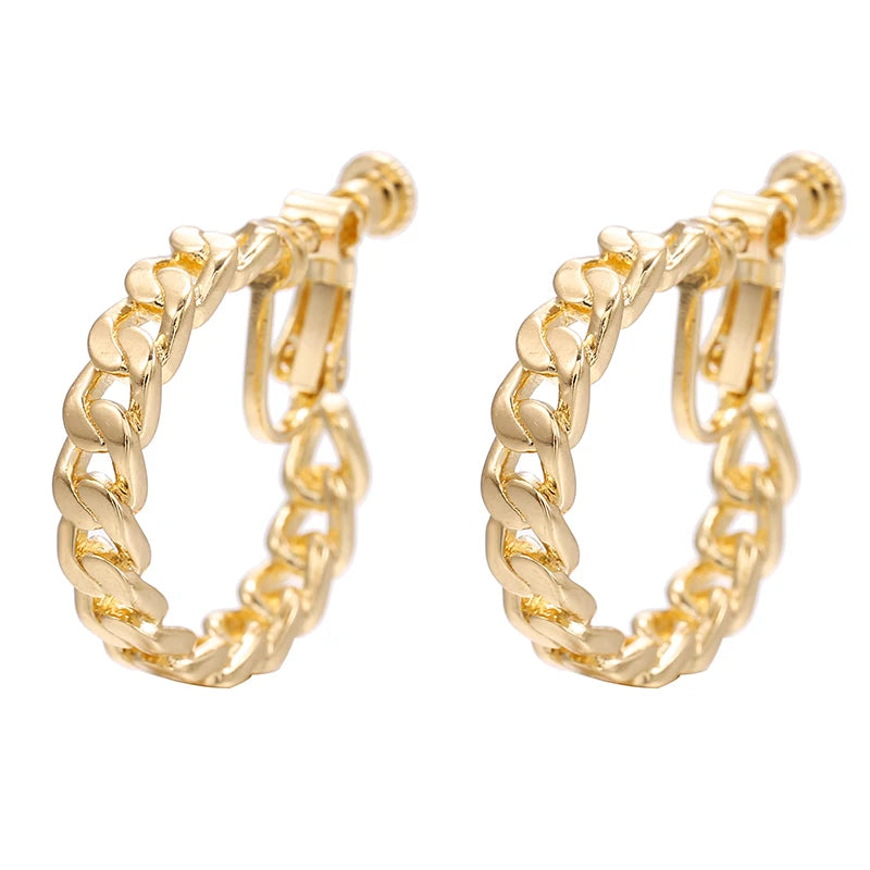 Minimalist Braided Chain Clip Earrings