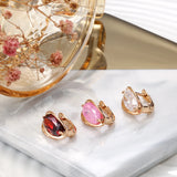 Oval Geometric Zircon Earrings 585 Rose Red Pink Zircon Golden Earrings