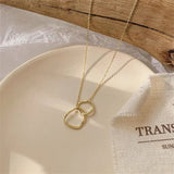 Women Double Circular Ring Pendant Necklace