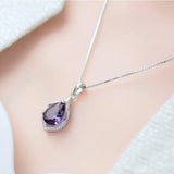 Purple Crystal Pendant Drop-shaped Clavicle Chain Purple Diamond Necklace