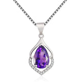 Purple Crystal Pendant Drop-shaped Clavicle Chain Purple Diamond Necklace