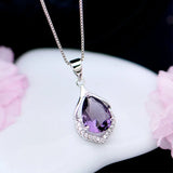 Purple Crystal Pendant Drop-shaped Clavicle Chain Purple Diamond Necklace