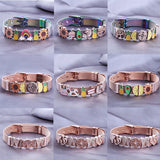 Sunflower Avocado Slide Charm Bracelet Mesh Bangle Fruit Beads