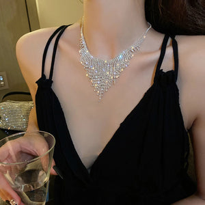 Crystal Tassel Pendant Necklace for Women Hyperbole Style Jewelry