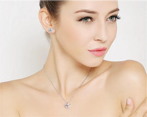 Four Leaf Clover Choker Necklace 925 Silver Pendants Flower Jewelry