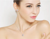 Four Leaf Clover Choker Necklace 925 Silver Pendants Flower Jewelry