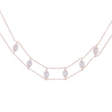 925 Silver Clear Cz Two Chain Chokers Collier Bijoux Necklace