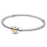 925 Silver Heart Infinity Clasp Snake Chain Bracelet