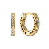 Sterling Silver U-shaped Hoop Pave Circle Stud Earrings