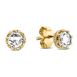 Sterling Silver U-shaped Hoop Pave Circle Stud Earrings