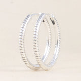 Sterling Silver U-shaped Hoop Pave Circle Stud Earrings