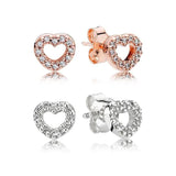 925 Silver Heart Stud Earrings Women DIY S925 Earring