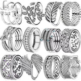 925 Sterling Silver Pave Bead Open Rings For Women DIY Jewelry