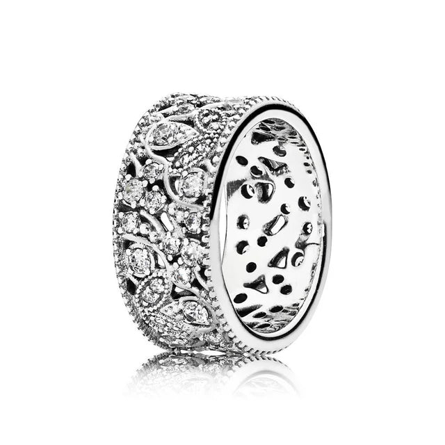 925 Sterling Silver Pave Bead Open Rings For Women DIY Jewelry