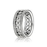 925 Sterling Silver Pave Bead Open Rings For Women DIY Jewelry