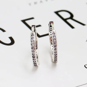 925 Sterling Silver Sparkle Logo Earrings For Women DIY Jewelry