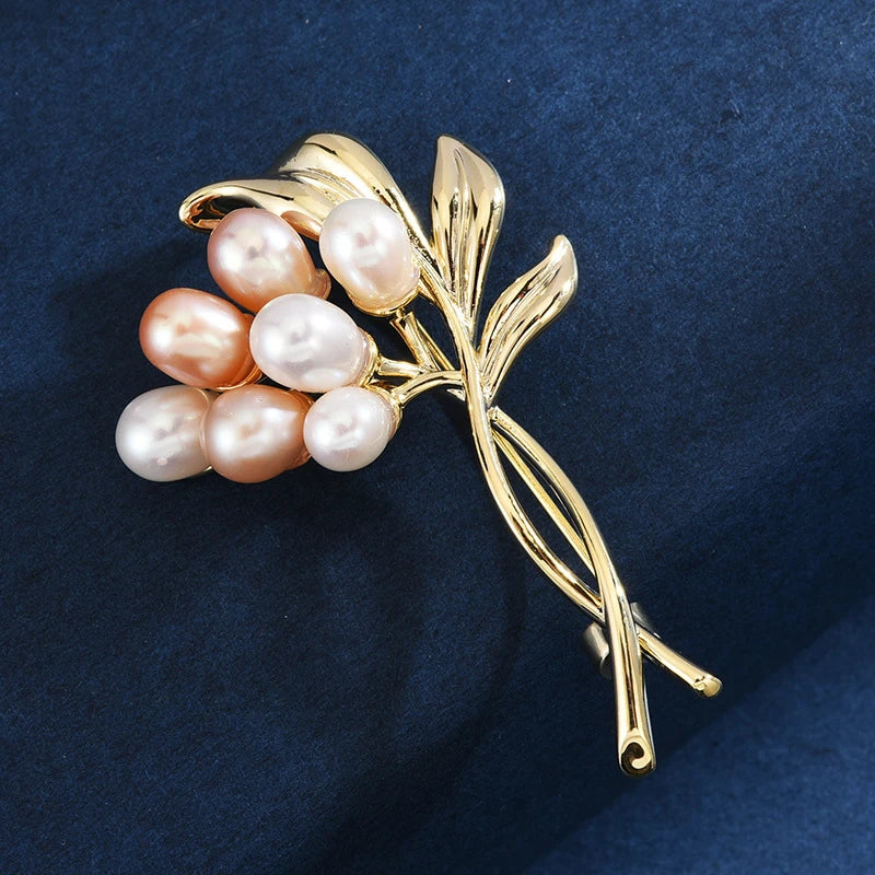 Freshwater Pearl Bouquet Brooch Pin Wedding Jewelry Christmas Broche