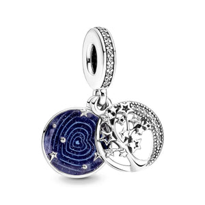 Galaxy Astronaut Cookie Christmas Tree Charm Silver 925 Bracelet DIY Jewelry