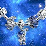 Galaxy Astronaut Cookie Christmas Tree Charm Silver 925 Bracelet DIY Jewelry