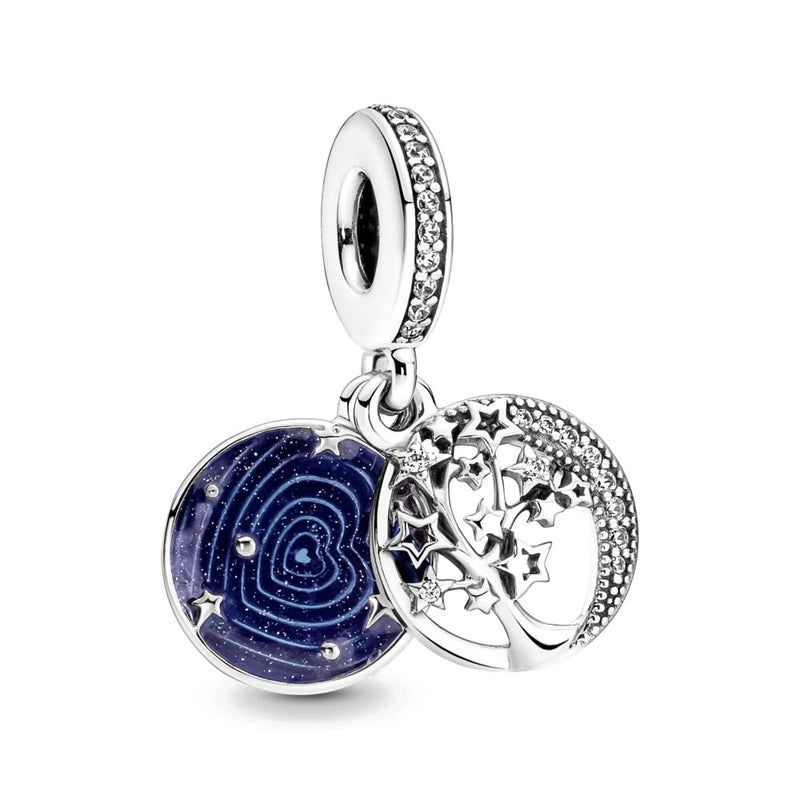 Galaxy Astronaut Cookie Christmas Tree Charm Silver 925 Bracelet DIY Jewelry