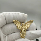 Golden Guardian Angel Necklace Pendant Retro Style Wing Jewelry