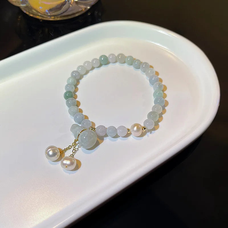 Gourd Pendant Chalcedony Beaded Bracelet for Women YBR529