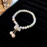 Gourd Pendant Chalcedony Beaded Bracelet for Women YBR529