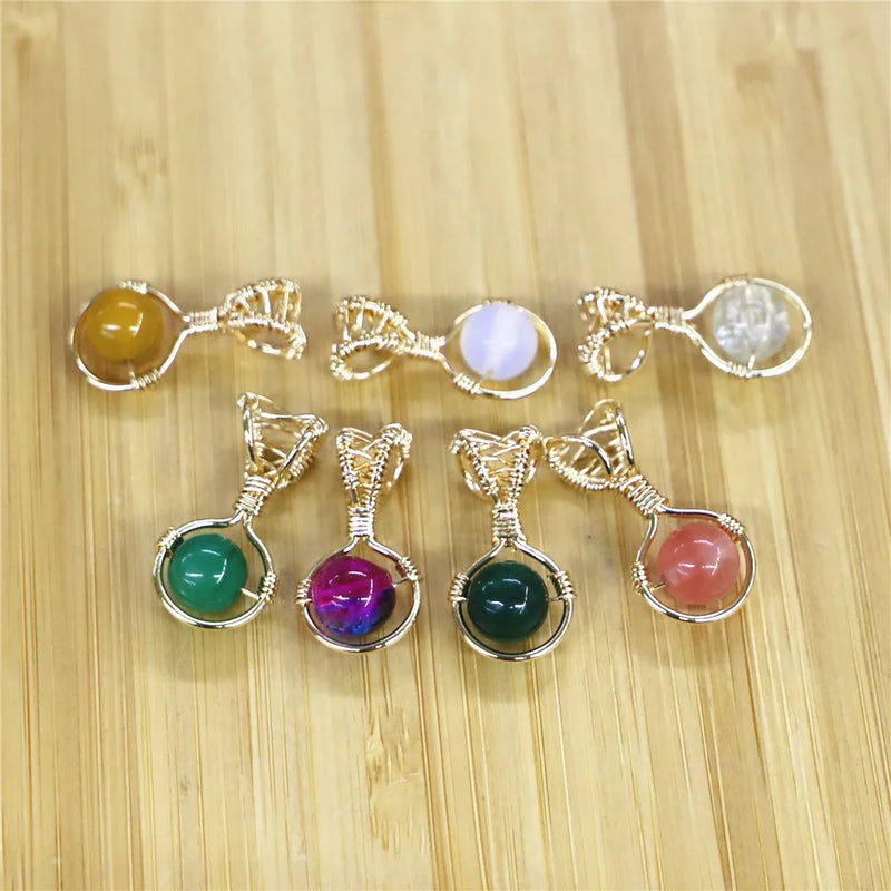 Hand-made Winding Pendant Natural & Synthetic Stone Multi-color