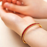 14KGF Spinel Stone Bangle Wire Wrap Cuff Bracelet