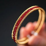 14KGF Spinel Stone Bangle Wire Wrap Cuff Bracelet