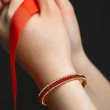 14KGF Spinel Stone Bangle Wire Wrap Cuff Bracelet