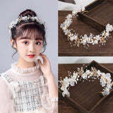 Bridal Flower Tiara Crown Headdress with Pearl Beads